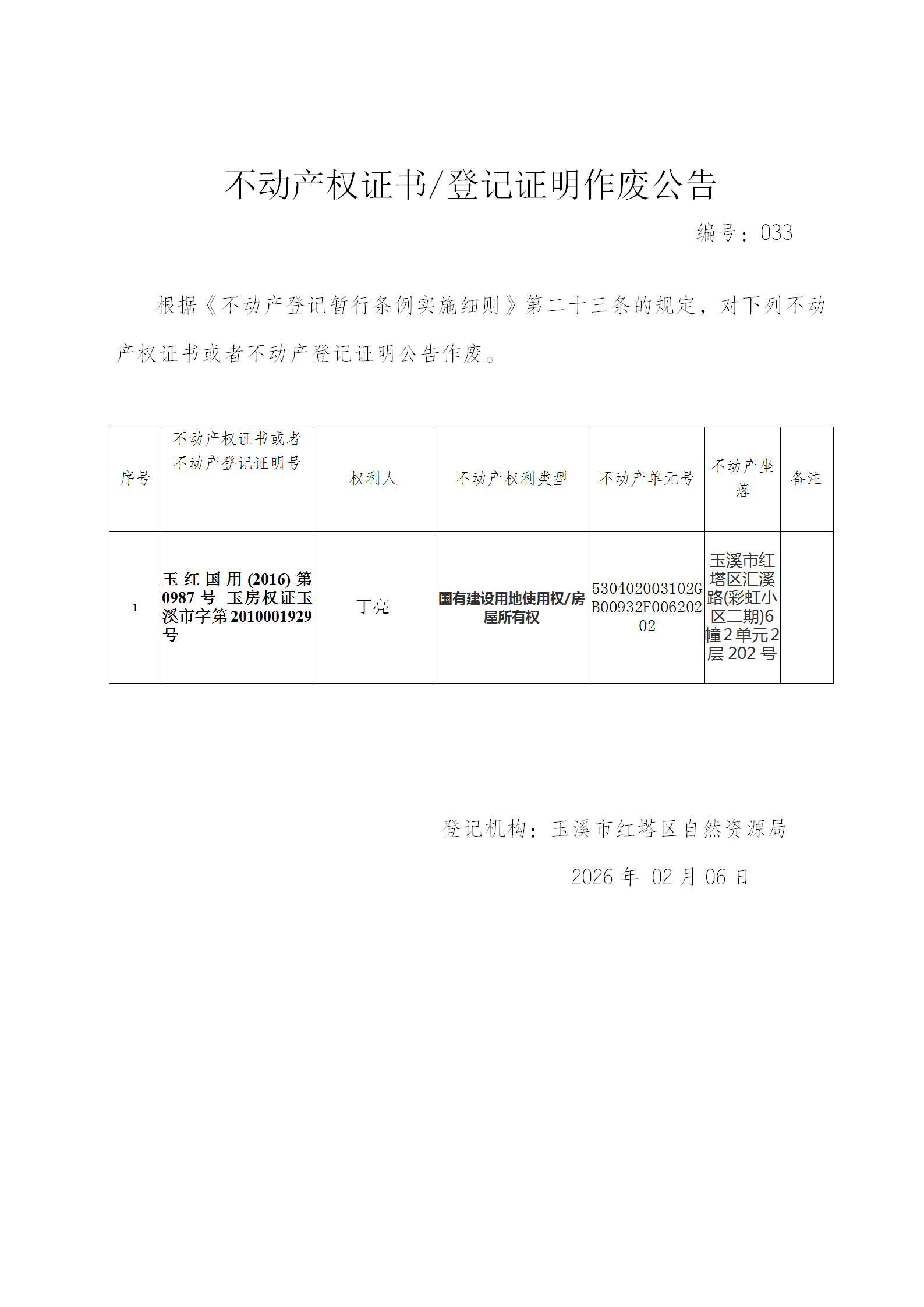 不动产权证书作废公告2026033（丁亮）_01.png
