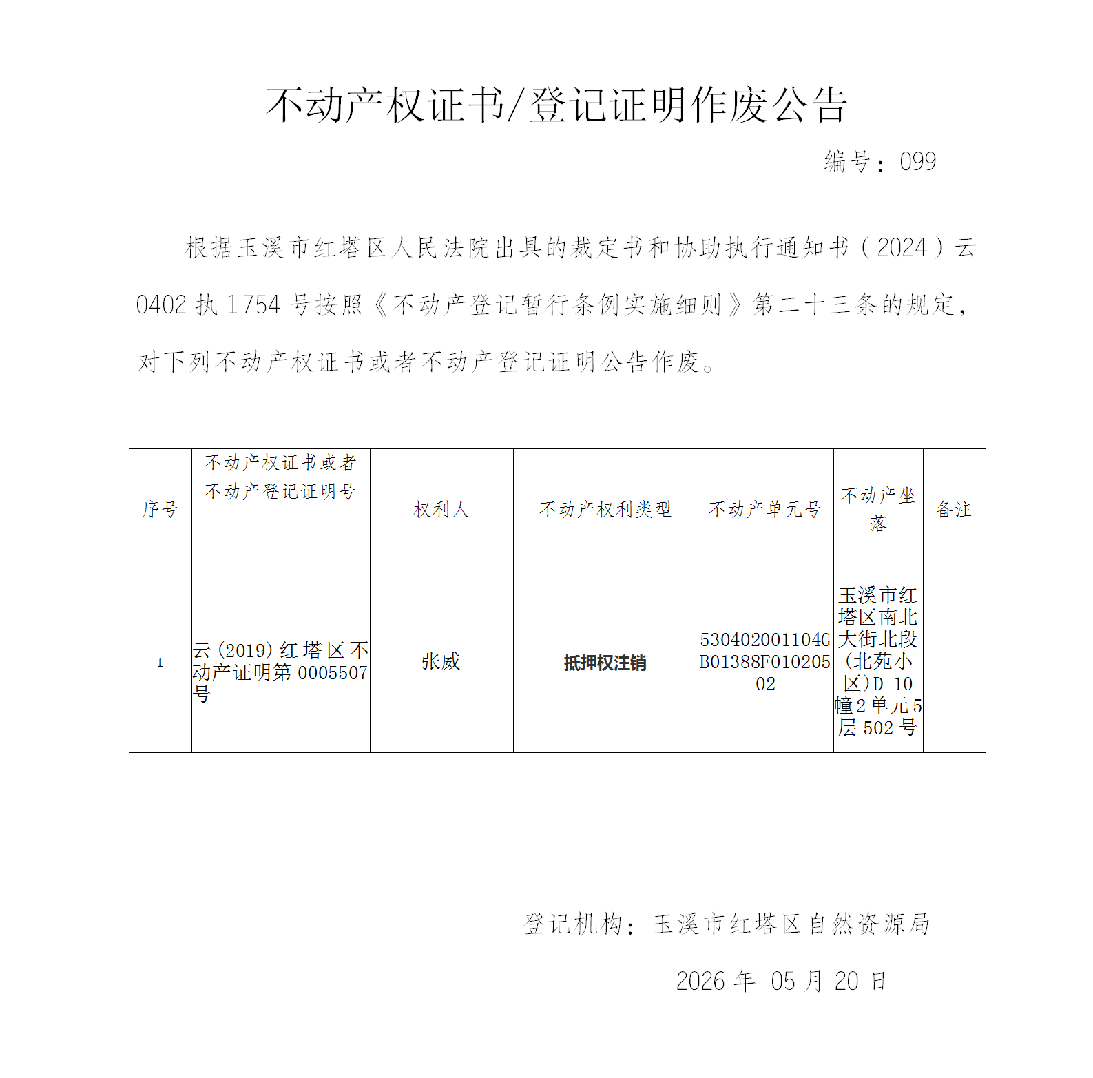 不动产权证书作废公告2026099(张威)_01.png 不动产权证书作废公告2026099(张威)_01.png